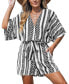 Women's Black & White Geo Striped Romper