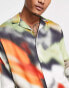 Фото #3 товара ASOS DESIGN relaxed revere satin shirt in blur spray print