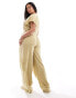 Фото #2 товара Noisy May Curve linen mix loose cargo trouser co-ord in yellow stripe