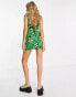 Фото #2 товара COLLUSION floral frill detail mini dress in green