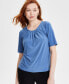 ფოტო #1 პროდუქტის Women's Crewneck Elbow-Length-Sleeve Blouse