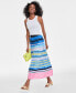 ფოტო #2 პროდუქტის Women's Cotton Multi-Stripe Tiered Maxi Skirt, Created for Macy's