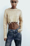 Cropped foil knit sweater