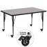 Mobile 36''W X 72''L Rectangular Grey Thermal Laminate Activity Table - Height Adjustable Short Legs