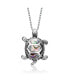 ფოტო #1 პროდუქტის Sterling Silver White Gold Plated Abalone Hoop Pendant Necklace