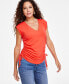 Фото #2 товара Women's Side-Tie V-Neck Top, Created for Macy's