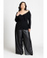 ფოტო #1 პროდუქტის Plus Size Wide Leg Faux Leather Pant