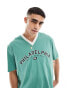 Фото #1 товара ASOS DESIGN oversized t-shirt with v-neck in green with Philadelphia print