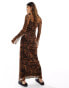 Фото #8 товара ASOS DESIGN mesh scoop neck midaxi dress in animal print