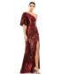 Women's Women's Embellished Bell Sleeve One Shoulder Neck Trumpet Gown