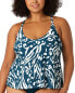 Anne Cole Womens Plus Size Easy Tri Tankini Top Swimwear Blue/White Size 18W