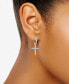 ფოტო #2 პროდუქტის Diamond Cross Drop Earrings (1/10 ct. t.w.) in Sterling Silver