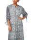 ფოტო #3 პროდუქტის Women's Printed Pintuck 3/4-Sleeve Tiered Maxi Dress