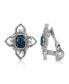 ფოტო #1 პროდუქტის Silver Tone Rectangle Crystal Floral Clip Earring