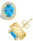 ფოტო #1 პროდუქტის Topaz (3-1/5 ct. t.w.) and Diamond (3/8 ct. t.w.) Halo Stud Earrings in 14K Yellow Gold