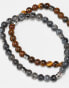 ASOS DESIGN 2 pack semi-precious beaded bracelet set