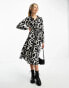 Фото #8 товара Vero Moda belted shirt maxi dress in mono geo print