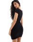 Фото #4 товара ASOS DESIGN super scoop neck cap sleeve mini dress in black