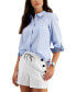 Фото #1 товара Women's Cotton Pinstripe Button-Down Shirt