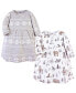 ფოტო #1 პროდუქტის Infant Girl Cotton Long-Sleeve Dresses 2pk, Gray Winter Forest