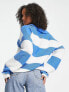 ASOS DESIGN Tall – Pullover mit offenem Kragen, Struktur und blauen Streifen—
