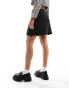 Pieces cargo wrap mini skirt with side buckle in black