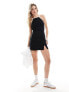 Фото #7 товара Stradivarius mini dress with contrast piping in black