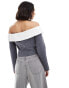 Extro & Vert corset bandeau blazer top in grey stripe