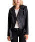 Фото #1 товара Women's Belted Leather Moto Coat, Created for Macy's
