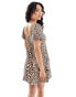 ASOS DESIGN puff sleeve mini tea dress in animal print