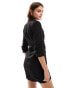 Miss Selfridge blazer dress with ruched detail in black Черный, 38 - фото #2