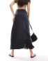 Basic Pleasure Mode ruched asymmetric maxi skirt in navy