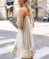 ფოტო #2 პროდუქტის Women's Khaki Striped Square Neck Mini Beach Dress