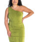 Фото #3 товара Plus Size One Shoulder Ruched Bodycon Dress