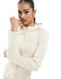 Фото #2 товара Fashionkilla knitted zip through hoodie jumper co-ord in cream