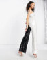 Jaded Rose 70s plunge flare cami jumpsuit in contrast sequin