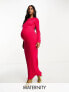 Threadbare Maternity knitted midi dress in pink