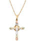 Crucifix Pendant in 10k Yellow Gold with 12k Rose and Green Gold