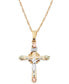 ფოტო #1 პროდუქტის Crucifix Pendant in 10k Yellow Gold with 12k Rose and Green Gold