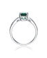 Фото #3 товара Sterling Silver White Gold Plated Emerald Cubic Zirconia Eternity Rectangle Band Ring