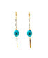 Women's Bar Drop Earrings with Turquoise Stones