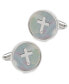 ფოტო #1 პროდუქტის Men's Cross Mother of Pearl Stainless Steel Cufflinks