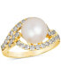 Фото #1 товара Vanilla Pearl (9mm) & Nude Diamond (3/4 ct. t.w.) Statement Ring in 14k Gold