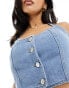 In The Style denim halterneck top in blue