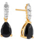 Фото #1 товара Серьги Macy's Onyx & CZ in 14k Gold-Plated Silver