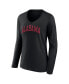 Women's Black Alabama Crimson Tide Basic Arch Long Sleeve V-Neck T-shirt
