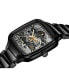ფოტო #2 პროდუქტის Unisex Swiss Automatic True Square Skeleton Black High-Tech Ceramic Bracelet Watch 38mm