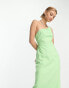 Whistles one shoulder midi dress in lime linen