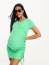 Фото #3 товара Mamalicious Maternity ruched side bodycon mini dress in green