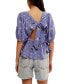 ფოტო #2 პროდუქტის Women's Chloe Printed Cotton Cutout Tie-Back Top